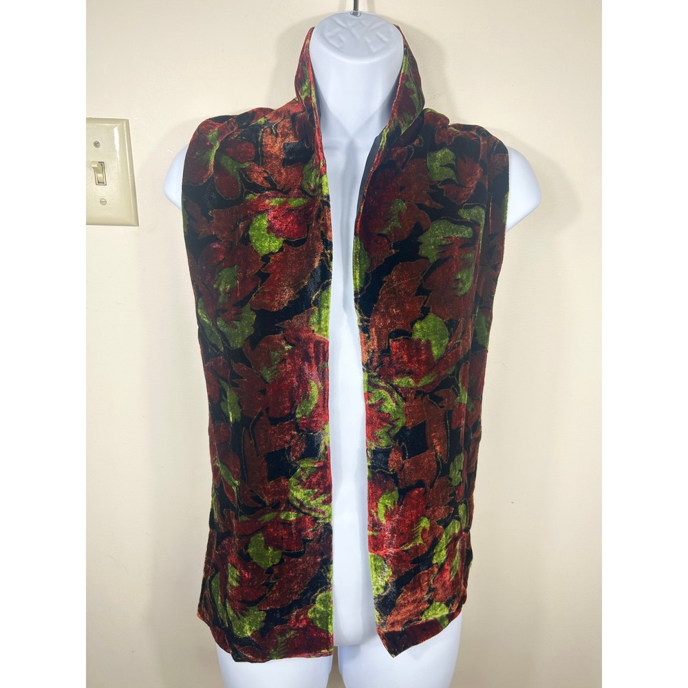 VTG Accessory Street‎ Scarf Womens Moody Floral Velvet Burnout Silk Blend Devore